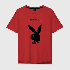 Мужская футболка хлопок Oversize с принтом Кролик  в Курске, 100% хлопок | свободный крой, круглый ворот, “спинка” длиннее передней части | be | rabbit | бабочка . let | кролик | черный