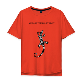 Мужская футболка хлопок Oversize с принтом Ящерица  в Кировске, 100% хлопок | свободный крой, круглый ворот, “спинка” длиннее передней части | limit | lizard | only | you | ящерица