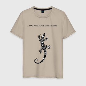 Мужская футболка хлопок с принтом Ящерица  в Санкт-Петербурге, 100% хлопок | прямой крой, круглый вырез горловины, длина до линии бедер, слегка спущенное плечо. | limit | lizard | only | you | ящерица