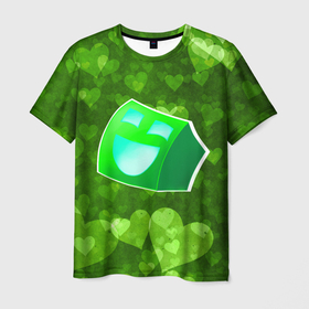 Мужская футболка 3D с принтом Geometry Dash | Green Love (Z) в Тюмени, 100% полиэфир | прямой крой, круглый вырез горловины, длина до линии бедер | 2d | arcade | game | geometry dash | meltdown | robtop | аркада | геометри даш | геометрическая черточка | геометрический тире | раннер