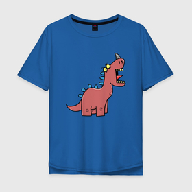 Мужская футболка хлопок Oversize с принтом Кричащий динозавр в Курске, 100% хлопок | свободный крой, круглый ворот, “спинка” длиннее передней части | агрессия | динозавр | зверь | злой | кричит | рисунок
