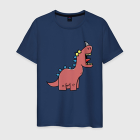 Мужская футболка хлопок с принтом Кричащий динозавр в Екатеринбурге, 100% хлопок | прямой крой, круглый вырез горловины, длина до линии бедер, слегка спущенное плечо. | агрессия | динозавр | зверь | злой | кричит | рисунок