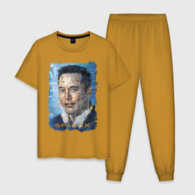 Мужская пижама хлопок с принтом Elon Musk, Space X в Курске, 100% хлопок | брюки и футболка прямого кроя, без карманов, на брюках мягкая резинка на поясе и по низу штанин
 | celebrity | elon musk | genius | revolutionary | space x | гений | знаменитость | илон маск | революционер