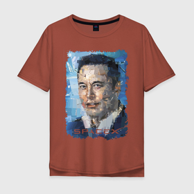 Мужская футболка хлопок Oversize с принтом Elon Musk, Space X в Кировске, 100% хлопок | свободный крой, круглый ворот, “спинка” длиннее передней части | celebrity | elon musk | genius | revolutionary | space x | гений | знаменитость | илон маск | революционер