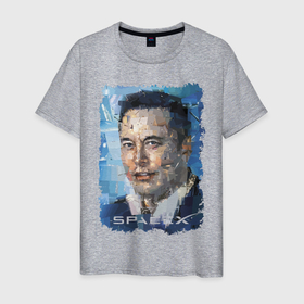 Мужская футболка хлопок с принтом Elon Musk, Space X в Петрозаводске, 100% хлопок | прямой крой, круглый вырез горловины, длина до линии бедер, слегка спущенное плечо. | celebrity | elon musk | genius | revolutionary | space x | гений | знаменитость | илон маск | революционер