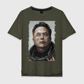 Мужская футболка хлопок Oversize с принтом Space X и его создатель в Тюмени, 100% хлопок | свободный крой, круглый ворот, “спинка” длиннее передней части | Тематика изображения на принте: celebrity | elon musk | genius | revolutionary | space x | гений | знаменитость | илон маск | революционер
