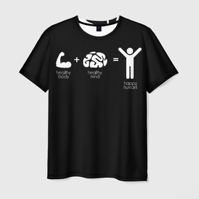 Мужская футболка 3D с принтом Спорт - ЗОЖ для спортсменов , 100% полиэфир | прямой крой, круглый вырез горловины, длина до линии бедер | sport | зож | спорт | спортсмены | турники