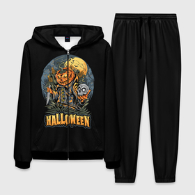 Мужской костюм 3D с принтом HALLOWEEN в Курске, 100% полиэстер | Манжеты и пояс оформлены тканевой резинкой, двухслойный капюшон со шнурком для регулировки, карманы спереди | halloween | holiday | pumpkin | samayn | vampire | zombie | вампир | ведьма | вечеринка | день всех святых | зомби | карнавал | маскарад | мертвец | оборотень | привидение | самайн | светильник джека | страшный джек | труп