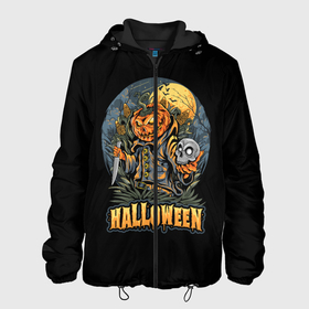 Мужская куртка 3D с принтом HALLOWEEN в Белгороде, ткань верха — 100% полиэстер, подклад — флис | прямой крой, подол и капюшон оформлены резинкой с фиксаторами, два кармана без застежек по бокам, один большой потайной карман на груди. Карман на груди застегивается на липучку | halloween | holiday | pumpkin | samayn | vampire | zombie | вампир | ведьма | вечеринка | день всех святых | зомби | карнавал | маскарад | мертвец | оборотень | привидение | самайн | светильник джека | страшный джек | труп