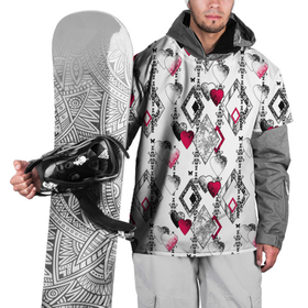 Накидка на куртку 3D с принтом Абстрактный современный узор  , 100% полиэстер |  | абстрактный | ажурный | бабочки | винтажный | красное сердце | лоскуты | любовь | пэчворк | ретро | сердце | современный | черный и белый