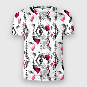 Мужская футболка 3D спортивная с принтом Абстрактный современный узор  в Новосибирске, 100% полиэстер с улучшенными характеристиками | приталенный силуэт, круглая горловина, широкие плечи, сужается к линии бедра | абстрактный | ажурный | бабочки | винтажный | красное сердце | лоскуты | любовь | пэчворк | ретро | сердце | современный | черный и белый