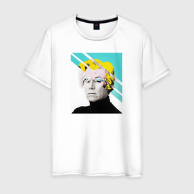 Мужская футболка хлопок с принтом Andy Warhol в Тюмени, 100% хлопок | прямой крой, круглый вырез горловины, длина до линии бедер, слегка спущенное плечо. | andy warhol | автопортрет | дизайнер | издатель журналов | кинорежиссёр | коммерческий поп арт | писатель | продюсер | художник | энди уорхол