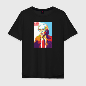 Мужская футболка хлопок Oversize с принтом Andy Warhol в Санкт-Петербурге, 100% хлопок | свободный крой, круглый ворот, “спинка” длиннее передней части | andy warhol | автопортрет | дизайнер | издатель журналов | кинорежиссёр | коммерческий поп арт | писатель | продюсер | художник | энди уорхол
