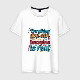 Мужская футболка хлопок с принтом Мечта в Белгороде, 100% хлопок | прямой крой, круглый вырез горловины, длина до линии бедер, слегка спущенное плечо. | dream | мечта | мысли | цель | цитата