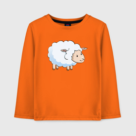 Детский лонгслив хлопок с принтом Белая овечка в Курске, 100% хлопок | круглый вырез горловины, полуприлегающий силуэт, длина до линии бедер | животное | милая | милая овечка | милое животное | облачная овечка | овечка