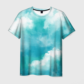 Мужская футболка 3D с принтом Голубое Небо | Blue Sky (Z) в Белгороде, 100% полиэфир | прямой крой, круглый вырез горловины, длина до линии бедер | blue | blue sky | clouds | firmament | heaven | голубая | голубое небо | небеса | облака | облако