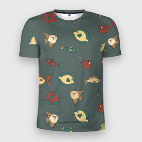 Мужская футболка 3D спортивная с принтом Морские рыбки на зеленом фоне , 100% полиэстер с улучшенными характеристиками | приталенный силуэт, круглая горловина, широкие плечи, сужается к линии бедра | fish | summer | tdsmr | весна | зеленый | лето | море | праздник | принт | природа | рыбы