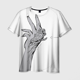 Мужская футболка 3D с принтом Витрувий-Заражение в Петрозаводске, 100% полиэфир | прямой крой, круглый вырез горловины, длина до линии бедер | warf | warframe | варф | варфрейм | вирус | игры | инфекция | орокин | техноцид | чёрно белое