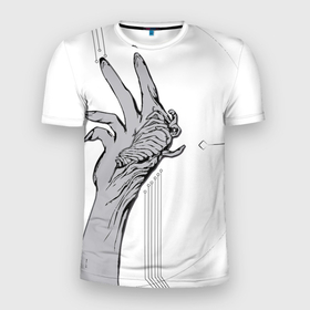 Мужская футболка 3D спортивная с принтом Витрувий-Заражение в Екатеринбурге, 100% полиэстер с улучшенными характеристиками | приталенный силуэт, круглая горловина, широкие плечи, сужается к линии бедра | warf | warframe | варф | варфрейм | вирус | игры | инфекция | орокин | техноцид | чёрно белое