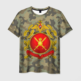 Мужская футболка 3D с принтом Сухопутные войска  , 100% полиэфир | прямой крой, круглый вырез горловины, длина до линии бедер | армия | вооружённые силы | герб | орел | сухопутные войска | эмблема