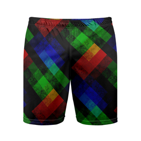 Мужские шорты спортивные с принтом Разноцветный мраморный узор  ,  |  | абстрактный | зеленый | красный | мраморный | пэчворк | радужный | разноцветный | синий | черный
