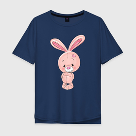 Мужская футболка хлопок Oversize с принтом розовый зайка в Белгороде, 100% хлопок | свободный крой, круглый ворот, “спинка” длиннее передней части | заяц | кролик | лапы | мягкий | персонаж | розовый | уши | хвост