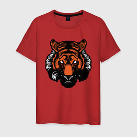 Мужская футболка хлопок с принтом Bad Tiger в Екатеринбурге, 100% хлопок | прямой крой, круглый вырез горловины, длина до линии бедер, слегка спущенное плечо. | 2022 | animal | cat | lion | tiger | год тигра | животные | зверь | зубы | кот | кошка | лев | охотник | полосатый | природа | тигр | тигренок | тигрица | хищник