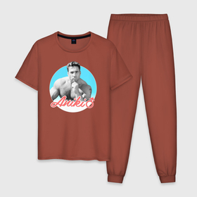 Мужская пижама хлопок с принтом Aniki Billy Herrington Gachumu в Тюмени, 100% хлопок | брюки и футболка прямого кроя, без карманов, на брюках мягкая резинка на поясе и по низу штанин
 | aniki | billy herrington | gachumu | аники
