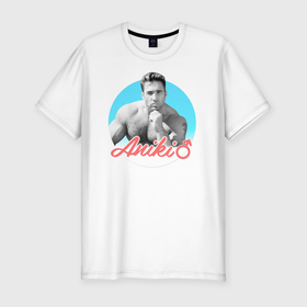 Мужская футболка хлопок Slim с принтом Aniki Billy Herrington Gachumu в Тюмени, 92% хлопок, 8% лайкра | приталенный силуэт, круглый вырез ворота, длина до линии бедра, короткий рукав | aniki | billy herrington | gachumu | аники