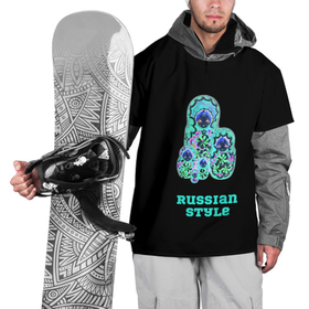 Накидка на куртку 3D с принтом русский стиль матрешка в Екатеринбурге, 100% полиэстер |  | матрешка | народный | неоновый | русский | стиль | этно