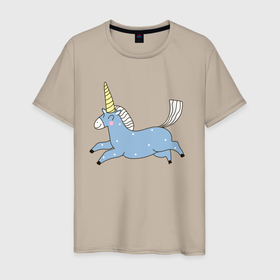 Мужская футболка хлопок с принтом Единорог в полете в Курске, 100% хлопок | прямой крой, круглый вырез горловины, длина до линии бедер, слегка спущенное плечо. | в точечку | выдуманное животное | единорог | лошадь | мифическое животное | рог