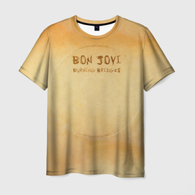 Мужская футболка 3D с принтом Burning Bridges - Bon Jovi в Тюмени, 100% полиэфир | прямой крой, круглый вырез горловины, длина до линии бедер | Тематика изображения на принте: bon jovi | john | альбом | арена | бон | бон джови | глэм | группа | джови | джон | метал | музыка | надпись | песни | поп | попрок | рок | рокер | смайл | солист | софт | стена | хард | хеви | хевиметал