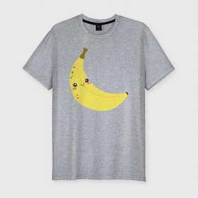 Мужская футболка хлопок Slim с принтом Веселый банан в Белгороде, 92% хлопок, 8% лайкра | приталенный силуэт, круглый вырез ворота, длина до линии бедра, короткий рукав | банан | еда | иллюстрация | плод | рисунок | с глазами