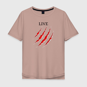 Мужская футболка хлопок Oversize с принтом След от когтей  в Тюмени, 100% хлопок | свободный крой, круглый ворот, “спинка” длиннее передней части | claws | live | trace | живи | когти | след
