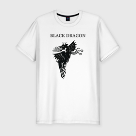 Мужская футболка хлопок Slim с принтом Дракон  , 92% хлопок, 8% лайкра | приталенный силуэт, круглый вырез ворота, длина до линии бедра, короткий рукав | Тематика изображения на принте: black | dragon | дракон | жар | черный
