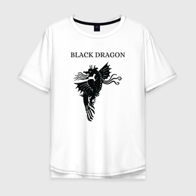 Мужская футболка хлопок Oversize с принтом Дракон  , 100% хлопок | свободный крой, круглый ворот, “спинка” длиннее передней части | Тематика изображения на принте: black | dragon | дракон | жар | черный