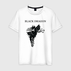 Мужская футболка хлопок с принтом Дракон  в Белгороде, 100% хлопок | прямой крой, круглый вырез горловины, длина до линии бедер, слегка спущенное плечо. | black | dragon | дракон | жар | черный