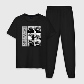 Мужская пижама хлопок с принтом Kanekis Despair в Петрозаводске, 100% хлопок | брюки и футболка прямого кроя, без карманов, на брюках мягкая резинка на поясе и по низу штанин
 | despair kaneki | ghoul | kaneki | ken | tokyo | мультсериал | токийский гуль