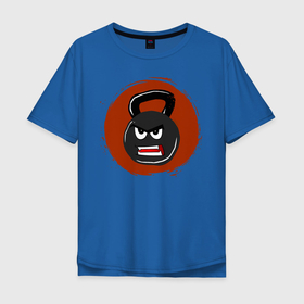 Мужская футболка хлопок Oversize с принтом Angry Kettlbell , 100% хлопок | свободный крой, круглый ворот, “спинка” длиннее передней части | арт | гиря | качалка | кроссфит | лицо | спорт