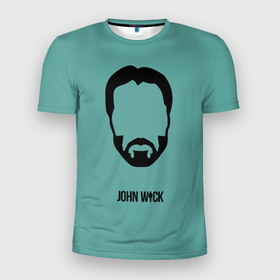 Мужская футболка 3D Slim с принтом Джон Уик в Тюмени, 100% полиэстер с улучшенными характеристиками | приталенный силуэт, круглая горловина, широкие плечи, сужается к линии бедра | джон | иллюстрация | киану ривз | мужчина