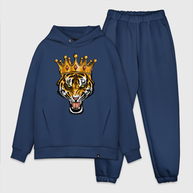 Мужской костюм хлопок OVERSIZE с принтом Царь тигр ,  |  | 2022 | animal | cat | lion | tiger | год тигра | животные | зверь | зубы | кот | кошка | лев | охотник | полосатый | природа | тигр | тигренок | тигрица | хищник