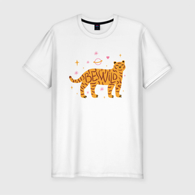 Мужская футболка хлопок Slim с принтом Be Wild , 92% хлопок, 8% лайкра | приталенный силуэт, круглый вырез ворота, длина до линии бедра, короткий рукав | 2022 | animal | cat | lion | tiger | год тигра | животные | зверь | зубы | кот | кошка | лев | охотник | полосатый | природа | тигр | тигренок | тигрица | хищник