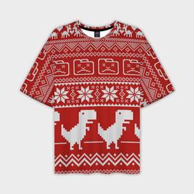 Мужская футболка OVERSIZE 3D с принтом Новогодний гугл в Санкт-Петербурге,  |  | error | googl | арт | вязаный рисунок | вязь | гугл | дивнозаврик | динозавр | новый год | ночь | олени | олень | ошибка | рисунок | рождество | снег | снежинка | снежинки