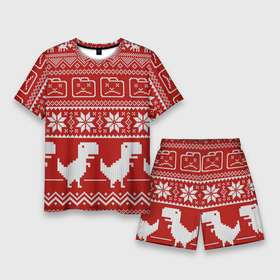 Мужской костюм с шортами 3D с принтом Новогодний гугл в Екатеринбурге,  |  | Тематика изображения на принте: error | googl | арт | вязаный рисунок | вязь | гугл | дивнозаврик | динозавр | новый год | ночь | олени | олень | ошибка | рисунок | рождество | снег | снежинка | снежинки