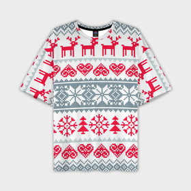 Мужская футболка OVERSIZE 3D с принтом Зимняя любовь ,  |  | арт | вязаный рисунок | вязь | любовь | новый год | ночь | олени | олень | рисунок | рождество | сердечки | сердечко | сердце | снег | снеговик | снеговики | снежинка | снежинки