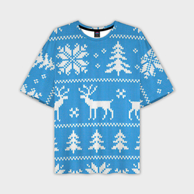 Мужская футболка OVERSIZE 3D с принтом Зимняя дикая лесная ночь в Новосибирске,  |  | арт | вязаный рисунок | вязь | ёлка | ёлки | ель | лес | новый год | ночь | олени | олень | рисунок | рождество | снег | снеговик | снеговики | снежинка | снежинки