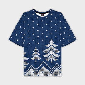 Мужская футболка OVERSIZE 3D с принтом Ночь в еловом лесу в Тюмени,  |  | арт | вязаный рисунок | вязь | зима | зимняя ночь | лес | новый год | ночь | рисунок | рождество | снег | снеговик | снеговики | снежинка | снежинки