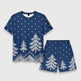 Мужской костюм с шортами 3D с принтом Ночь в еловом лесу ,  |  | арт | вязаный рисунок | вязь | зима | зимняя ночь | лес | новый год | ночь | рисунок | рождество | снег | снеговик | снеговики | снежинка | снежинки