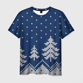 Мужская футболка 3D с принтом Зимняя ночь в Санкт-Петербурге, 100% полиэфир | прямой крой, круглый вырез горловины, длина до линии бедер | арт | вязаный рисунок | вязь | зима | зимняя ночь | лес | новый год | ночь | рисунок | рождество | снег | снеговик | снеговики | снежинка | снежинки