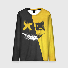 Мужской лонгслив 3D с принтом Yellow and Black Emoji в Санкт-Петербурге, 100% полиэстер | длинные рукава, круглый вырез горловины, полуприлегающий силуэт | emoji | smile | глаза крестики | злой смайл | злой смайлик | зубы | контраст | крестики | подарок | пятна | смайл | смайлик | улыбка | эмоджи | эмоция